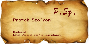 Prorok Szofron névjegykártya